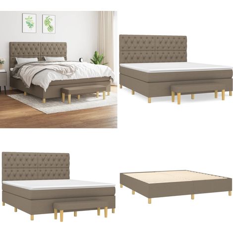 Boxspringbett mit Matratze Taupe 160x200 cm Stoff - Boxspringbett - Doppelbett - Bettenrahmen - Lattenrost - Matratze - Home & Living