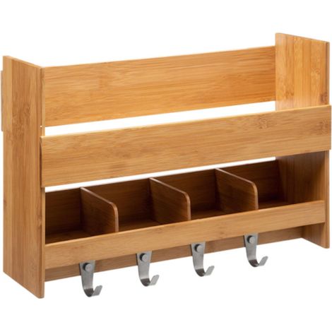 Estante mural especiero bambu 4 ganchos -