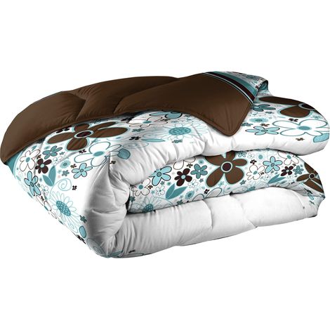 Couette Microfibre 400 g/m² Céladon et Chocolat (Verso) 220 x 240 cm 60325 (1/2)