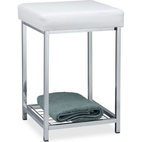 Sgabello bianco con contenitore (1/5)