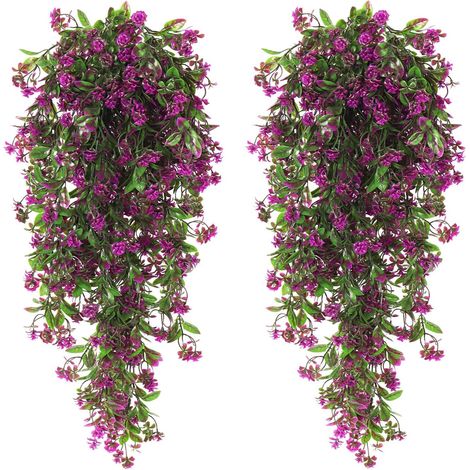 Plante Suspendue Artificielle - 76 Cm - Pour Intérieur Et Extérieur - Violet - 2 Pièces (1/5)