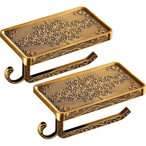 Porte-papier toilette vintage Vaguelly en aluminium avec étagère et (1/5)