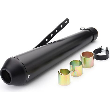 Tubo di scarico universale per moto Tbest in acciaio inossidabile per modelli vintage, miglioramento delle prestazioni, costruzione in metallo resistente (NERO).