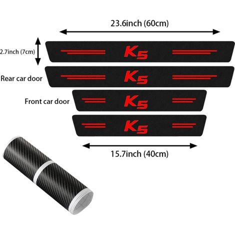 (4 pièces) Protection de seuil de porte de voiture en fibre de carbone,autocollant anti-rayures pour logo KIA K5,protection de seuil de coffre arrière et de pare-chocs (1/2)
