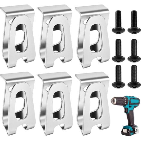6er-Pack Gürtelhaken aus Edelstahl, Ersatz-Gürtelhaken aus Silber, Ersatzteile für Elektrowerkzeuge mit Schrauben, kompatibel mit XFD01, XFD07D, DTD144 und DTD144Z.