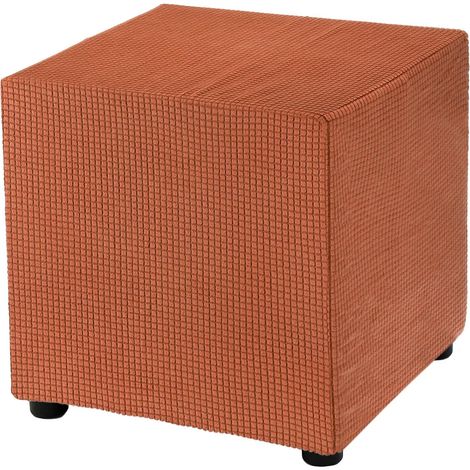 Housse De Pouf Carré 18x18x18 en Polyester Extensible Orange (1/5)