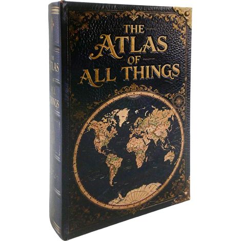 Buchkassette Atlas aus Holz marineblau mit Weltkarte 26 cm (1/5)