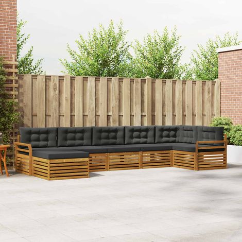 Sofagarnituren 7 pcs Natur und Anthrazit Massivholz Akazie