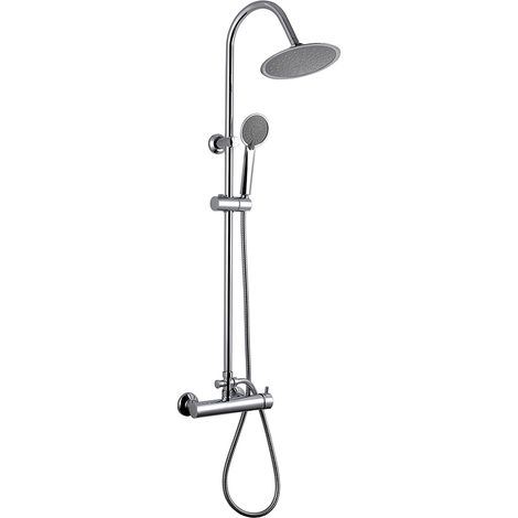 Eurosanit – Colonne de douche mécanique – Finition métal – Forme haute – Jet pluie – Corps en laiton pour chauffe-eaux instantanés