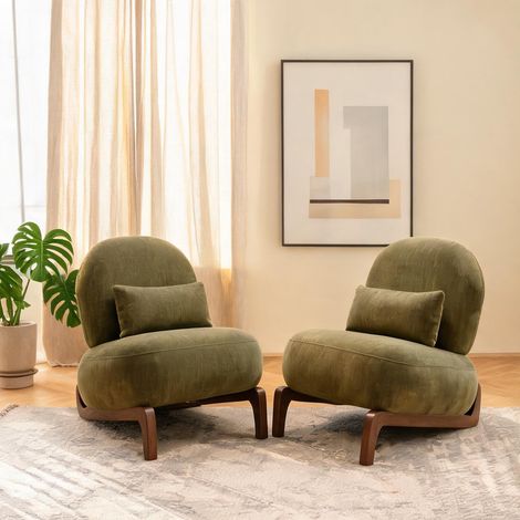 Fauteuil coloris vert en tissu bois 86,9 x 72,1 x 69,9 cm (1/5)