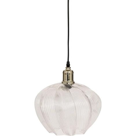 Lampe Suspension en Verre "Phylas" 37cm Transparent (1/5)