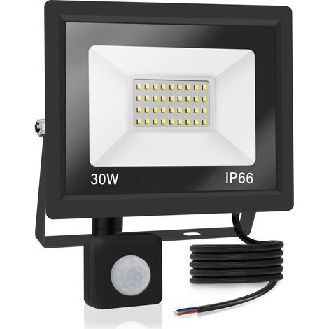 1er-Pack – 30-W-LED-Flutlicht mit Bewegungsmelder, Kaltweiß (6000 K), 3000 lm, wasserdicht (IP66), für Garage und Flur. (1/5)