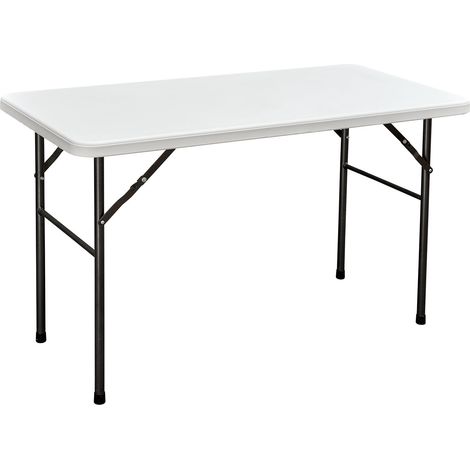Tavolo con struttura in acciaio e piano in plastica stampata