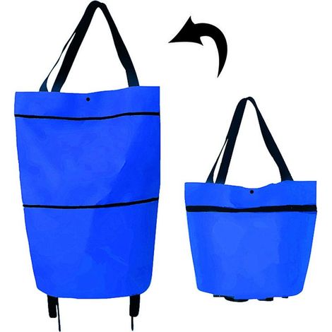 Faltbarer Einkaufswagen – Einziehbare Räder – Boden aus PP-Platte – Als Handtasche oder Trolley verwendbar – 30 l Fassungsvermögen – 1 Stück (1/5)