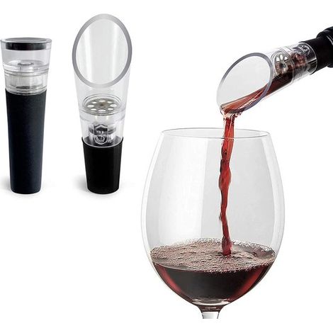 Aireador de vino y tapón de vacío - Pack de 2 accesorios para disfrutar al máximo del vino - Incluye un práctico accesorio de regalo (1/5)