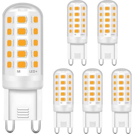 Ampoule LED G9, 4W Ampoules Blanc Chaud 3000K Équivalent 40W Ampoule Halogène, 400LM Ampoule G9, Sans Scintillement, Non-dimmable, Ampoule G9 pour le Salon, Chambre, Cuisine, Lot de 6 (1/5)