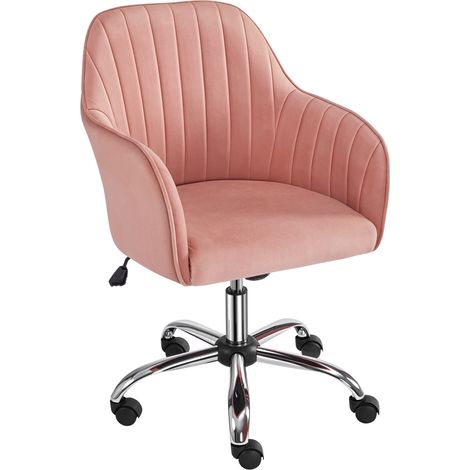 Yaheetech Sedia da Ufficio Ergonomica Scrivania in Velluto Imbottita Girevole a Rotelle Reclinabile Altezza Regolabile Portata 136 kg Rosso (1/5)