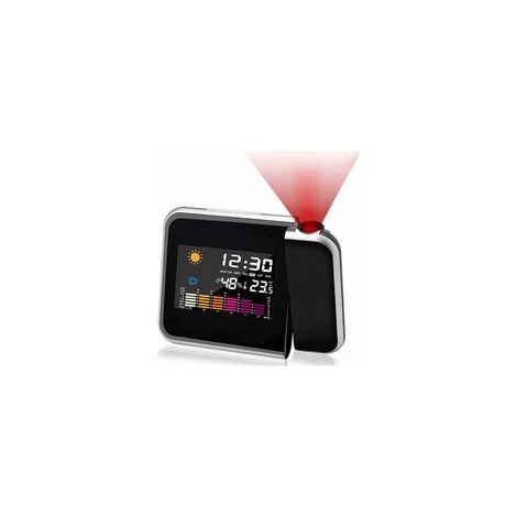 Réveil lumineux à projection – Affichage LCD couleur – Alarme double – Température et humidité – Alimentation USB ou piles AAA (1/5)