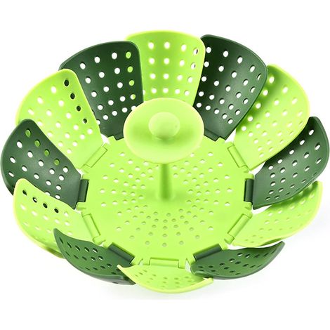 Panier vapeur pliable avec manche télescopique, cuit-vapeur pour poissons et légumes, accessoire de cuisine (1/5)
