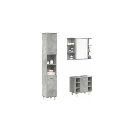 Ensemble de meubles de salle de bain 3 pcs gris béton (1/5)