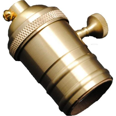 Douille E27 en laiton vintage avec interrupteur, idéale pour l'éclairage décoratif et l'ambiance dans les maisons et les espaces commerciaux.