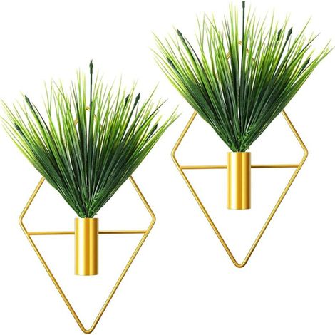 Macetero de pared geométrico romboidal 4X, jarrón colgante, elegante y duradero, soporte para plantas de pared, maceteros colgantes, soporte de hierro para flores B