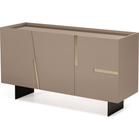 Madia in legno 3 ante 160 cm Tortora e specchio bronzo - GIRONA 2 piedini (1/2)