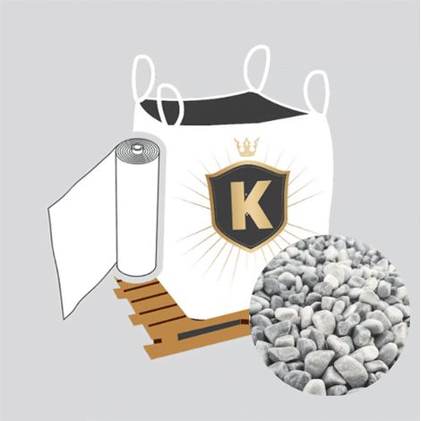 Kit Galets gris + géotextile = 1 Big Bag galet gris Nevada 12/20  1.5T [environ 20m2 sur 5cm d'épaisseur] + 1 géotextile 25m2 (1/3)