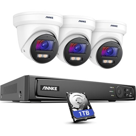 ANNKE 4K IR Network Full Color Camera Night Vision Waterproof Turret 3Camera 8CH H.265+ Video PoE NVR Surveillance System - 1TB HDD (1/5)