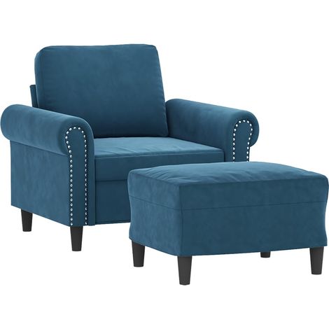 Sessel mit Hocker Blau 60 cm Samt vidaXL (1/4)