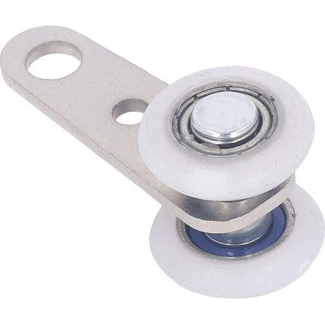 Lot de 10 poulies en acier inoxydable avec roulement nylon, 2 roues de 19mm, longueur 44mm, pour porte coulissante (1/5)