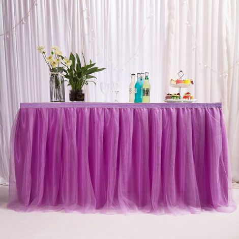 Tischrock aus Tüll, 183 cm, wellig-violett, für Hochzeiten & Partys