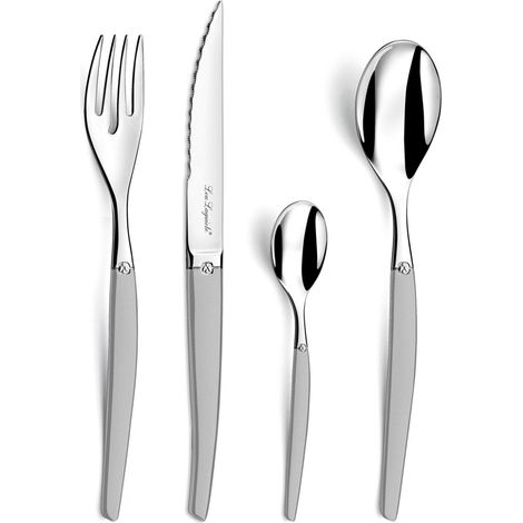 Lou Laguiole Jet Posate da Tavolo/armadietto 4 Persone, Inossidabile, Acciaio Satinato, 16 couverts de Table, unità (1/4)