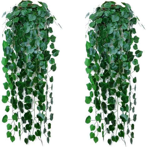 Ghirlanda di edera artificiale, piante rampicanti sospese per interni ed esterni, decorazione da parete, 2 pezzi