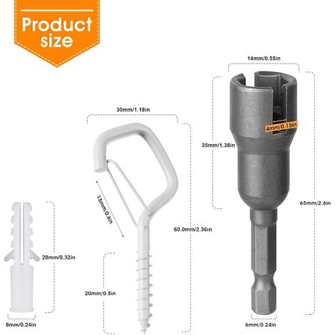 Lot de 50 Crochet à Vis en acier inoxydable, Crochet Plafond avec Loquet de Sécurité, Piton à Visser Crochets muraux pour Suspendre des Plantes, des Lumières, Blanc (1/4)
