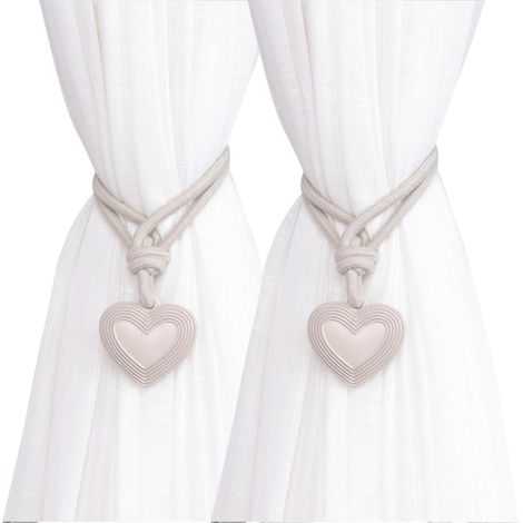 Set di fermatende in corda intrecciata con pendenti a forma di cuore per un'elegante decorazione delle finestre.