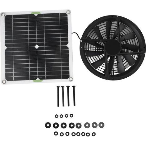 Solar-Lüfter-Set, 100-W-wasserdichtes Solarpanel, runder 10-Zoll-Abluftventilator für Hühnerstall, Gewächshaus, Schuppen (1/4)
