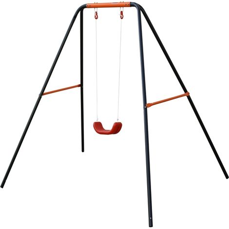 Balançoire métallique individuelle, cadre en acier robuste, siège épais moulé par soufflage, pour une utilisation en jardin/extérieur (1/5)