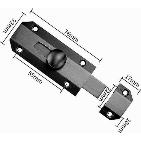 Heavy Duty Gate Latch Brass Door Latch Black (1/4)