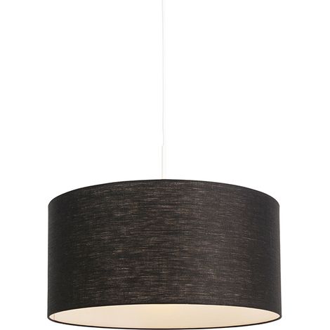 QAZQA Lampada a sospensione con paralume combi - Moderno - Tessuto,Acciaio - Bianco/Nero - Tondo Max. 1 x Watt