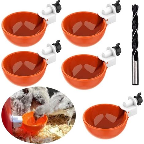 Abreuvoir et mangeoire pour basse-cour et poulailler 5 pcs, Abreuvoir Poules, Abreuvoir Automatique Poule Kit, Abreuvoirs Automatiques De Poulet, Convient Aux Oiseaux, Volailles, Pigeons, Poulets, Can (1/5)