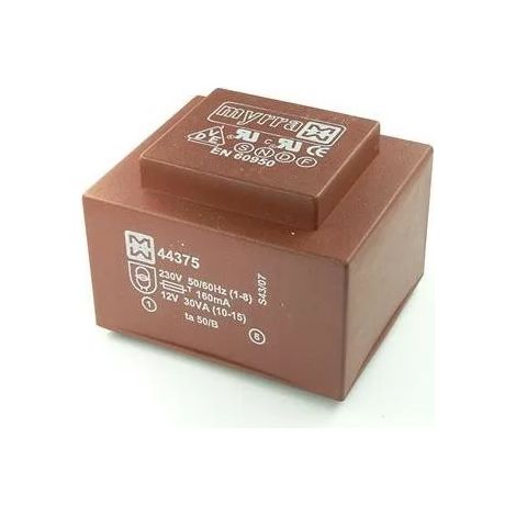 Myrra 44383 Transformateur pour circuit imprimé Myrra, 18V c.a., 230V c.a., 30VA, 2 sorties