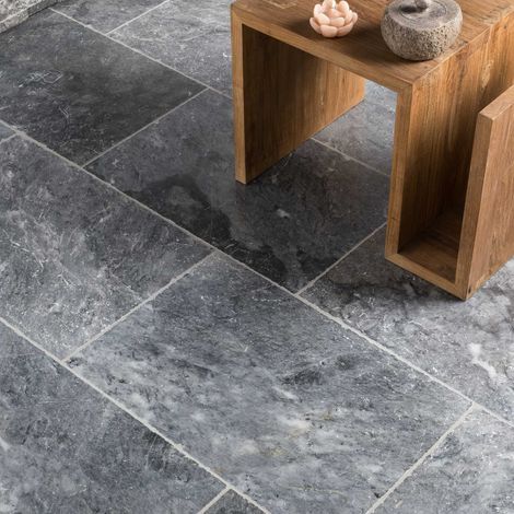Carrelage effet pierre naturelle 61x40,6 cm – Couleur gris bleu – Dalle de 0,2476 m² pour sols intérieurs et extérieurs (1/5)