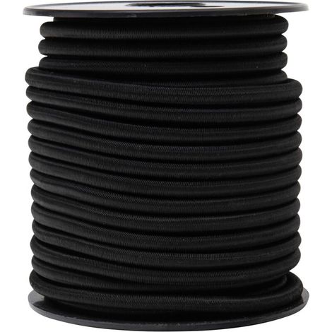 Schwarzes elastisches Bungee-Seil, Ø 6 mm x 20 m