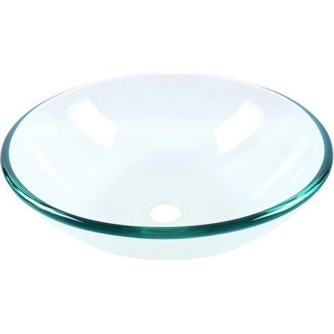 Lavabo da appoggio in vetro trasparente 380x380x130 mm senza piletta (1/3)