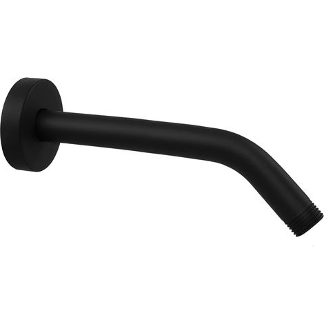Bras de Douche Avec Bride, Fabriqué en Acier Inoxydable 304, Rallonge de Pommeau de Douche de 25 cm, Bras de Tuyau D'extension, Montage Mural Pour Pommeau de Douche Fixe de Salle de Bain (Noir Mat) (1/5)