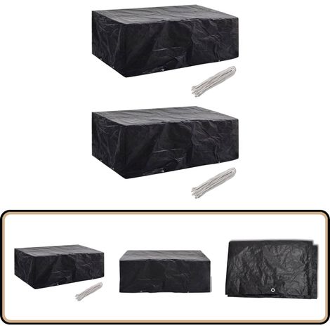 Gartenmöbel-Abdeckungen 2 Stk. 8 Ösen 200x160x70 cm - Gartenmöbel Abdeckung - Gartenmöbel Schutzhülle - Gartenmöbel Abdeckplane - UV-Schutz - Wasserfeste Abdeckung