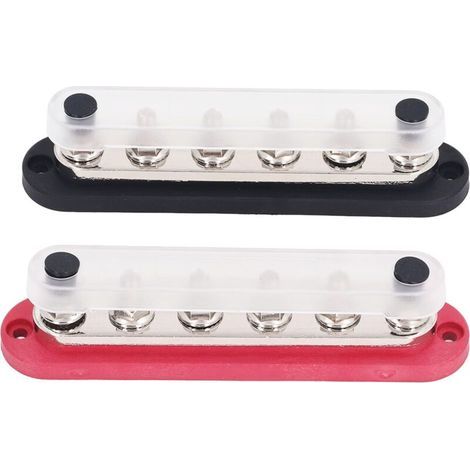 Bloc de Distribution D'énergie en Laiton M8 300A 12-48V, 2 Pièces, Bornier de Barre Omnibus en Acier Inoxydable pour Voiture, Bateau, Marine (1/5)