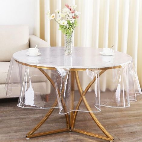 Nappe transparente - Rond - 140 cm - Film de protection de table en PVC - Anti-graisse - Étanche - Diamètre 140 cm (1/5)