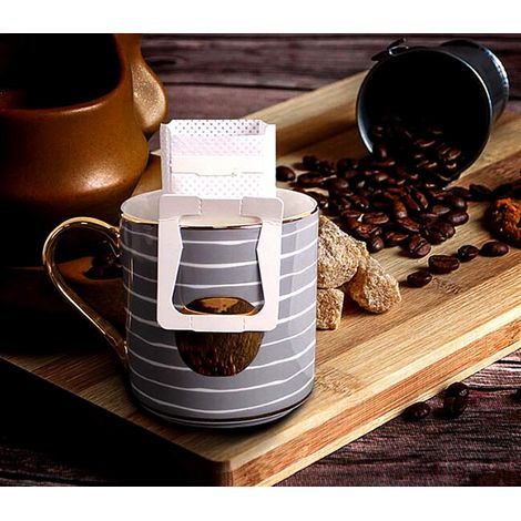 Sachets de filtre à café, 100 pièces sachets de filtre jetables pour café filtre, adaptés à la maison, aux voyages et au bureau. (1/4)